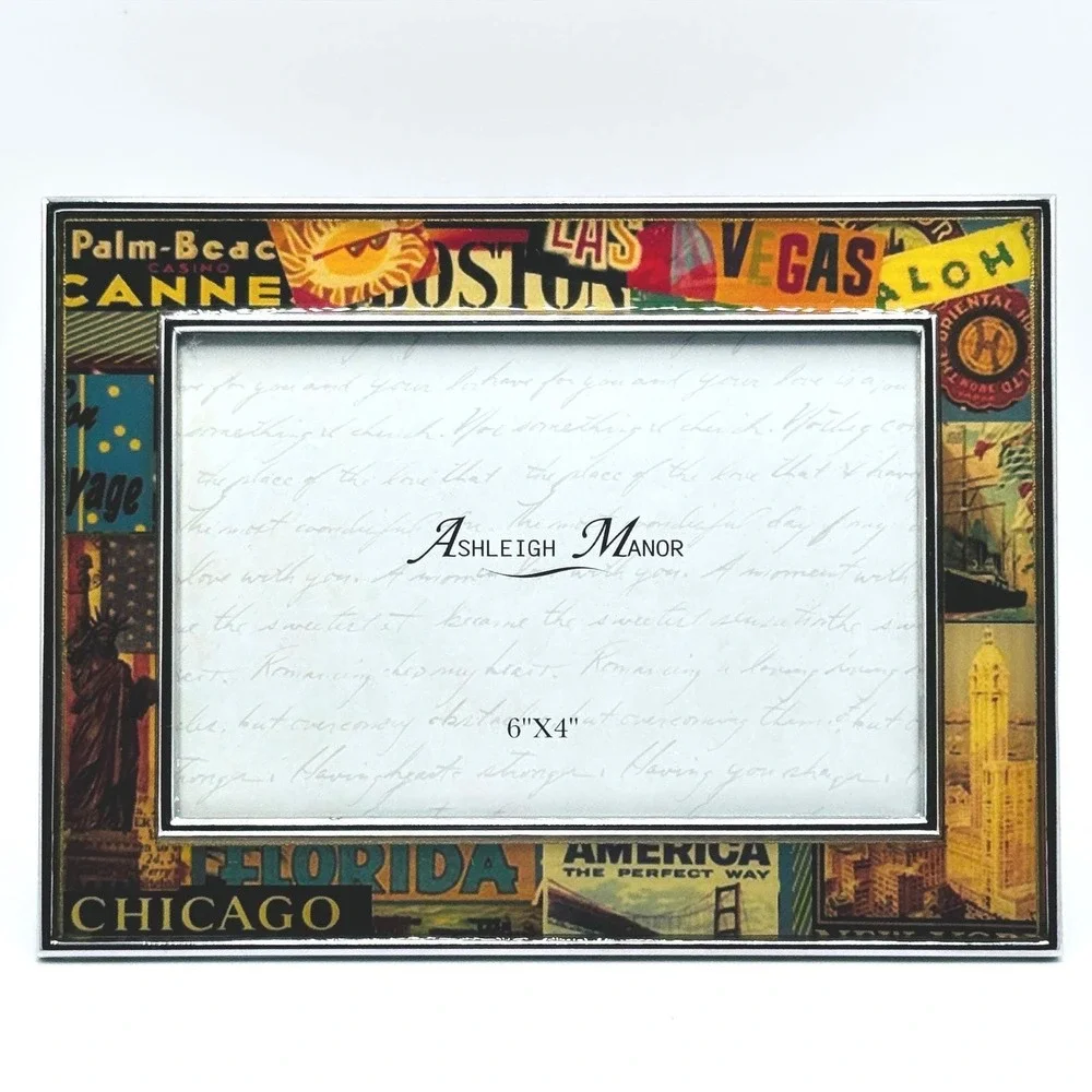 Ashleigh Manor Travel Collage Picture Frame Americana Retro Wanderlust‎ Vegas